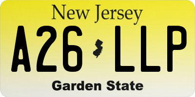 NJ license plate A26LLP