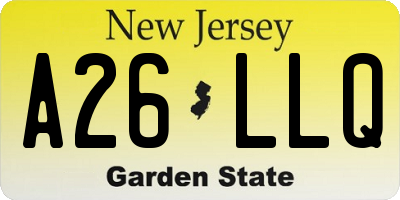 NJ license plate A26LLQ