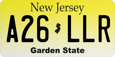 NJ license plate A26LLR