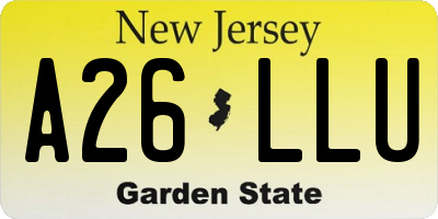 NJ license plate A26LLU