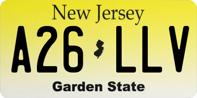 NJ license plate A26LLV