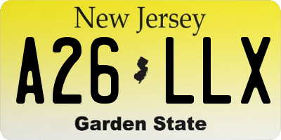 NJ license plate A26LLX