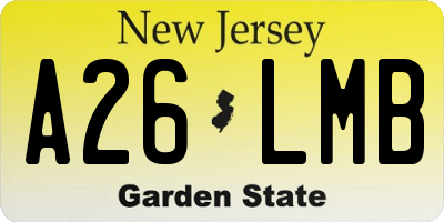 NJ license plate A26LMB