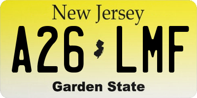 NJ license plate A26LMF
