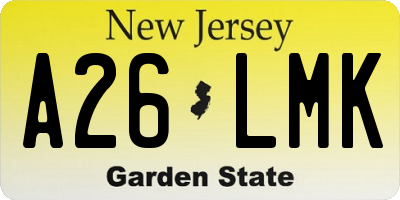 NJ license plate A26LMK
