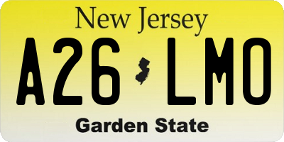 NJ license plate A26LMO