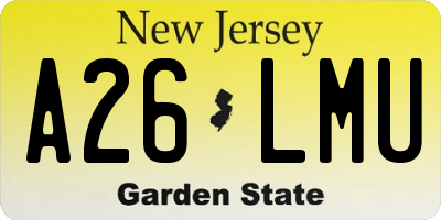 NJ license plate A26LMU