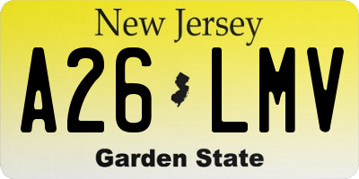 NJ license plate A26LMV