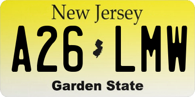 NJ license plate A26LMW