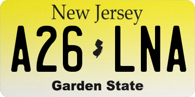 NJ license plate A26LNA