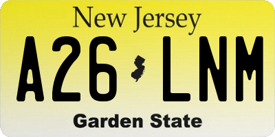 NJ license plate A26LNM
