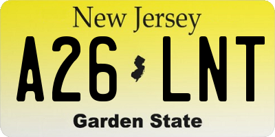 NJ license plate A26LNT