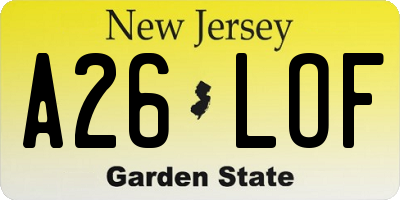 NJ license plate A26LOF