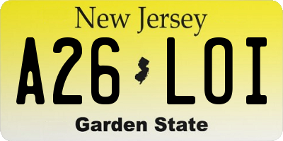NJ license plate A26LOI