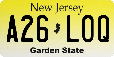 NJ license plate A26LOQ