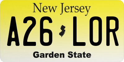 NJ license plate A26LOR