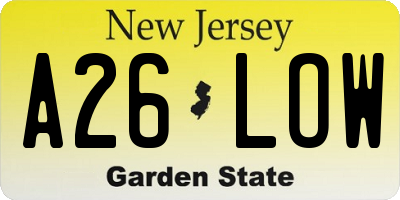 NJ license plate A26LOW