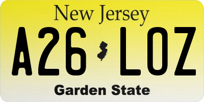NJ license plate A26LOZ