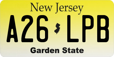 NJ license plate A26LPB