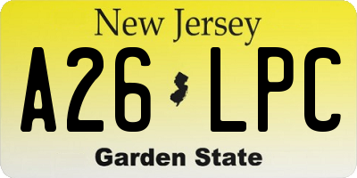 NJ license plate A26LPC