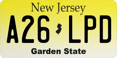 NJ license plate A26LPD