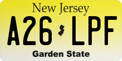NJ license plate A26LPF