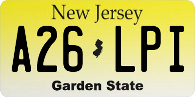 NJ license plate A26LPI