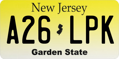 NJ license plate A26LPK