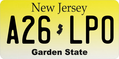 NJ license plate A26LPO
