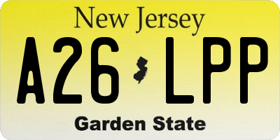 NJ license plate A26LPP