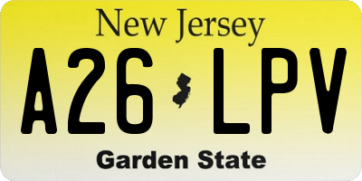 NJ license plate A26LPV