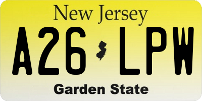 NJ license plate A26LPW