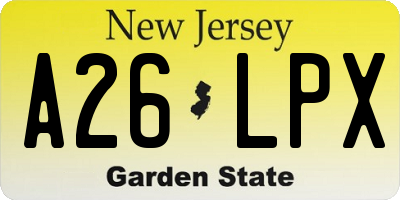 NJ license plate A26LPX