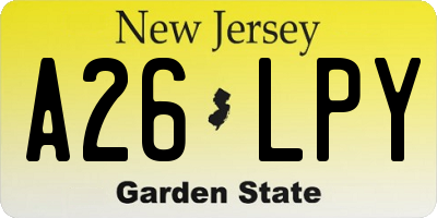 NJ license plate A26LPY