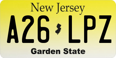 NJ license plate A26LPZ