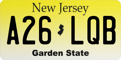 NJ license plate A26LQB