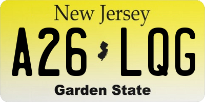 NJ license plate A26LQG