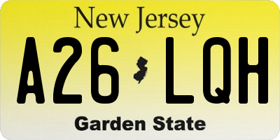NJ license plate A26LQH