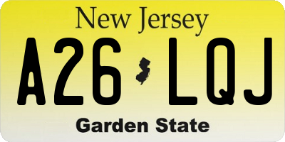 NJ license plate A26LQJ