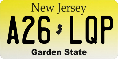 NJ license plate A26LQP