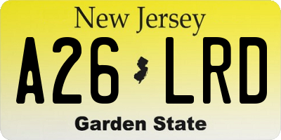 NJ license plate A26LRD