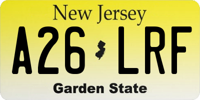 NJ license plate A26LRF