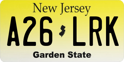 NJ license plate A26LRK
