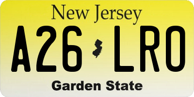 NJ license plate A26LRO