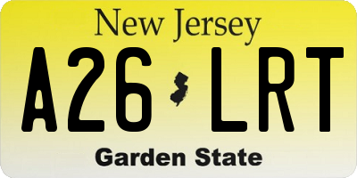 NJ license plate A26LRT