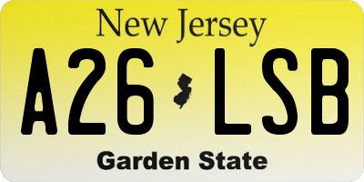 NJ license plate A26LSB