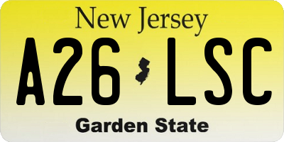 NJ license plate A26LSC