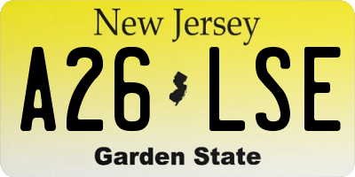 NJ license plate A26LSE