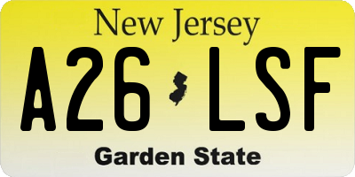 NJ license plate A26LSF