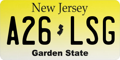 NJ license plate A26LSG